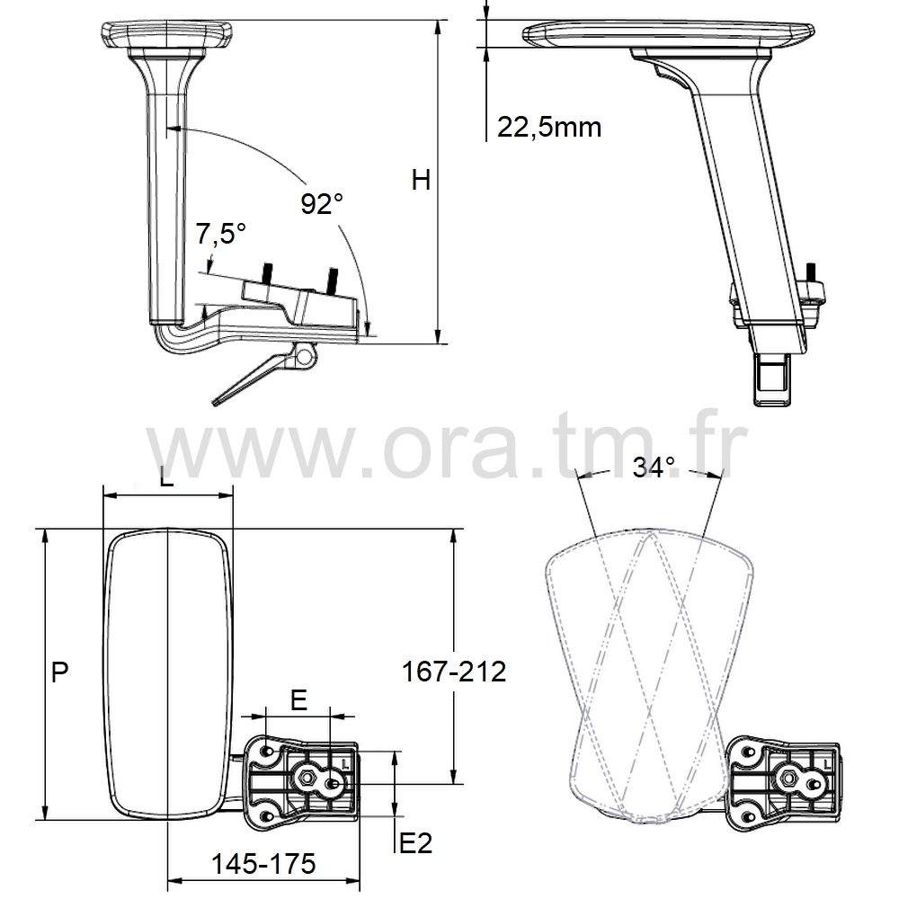 ARM98 - ACCOUDOIR & MANCHETTE - ACCOUDOIR REGLAGE 2D A 5D